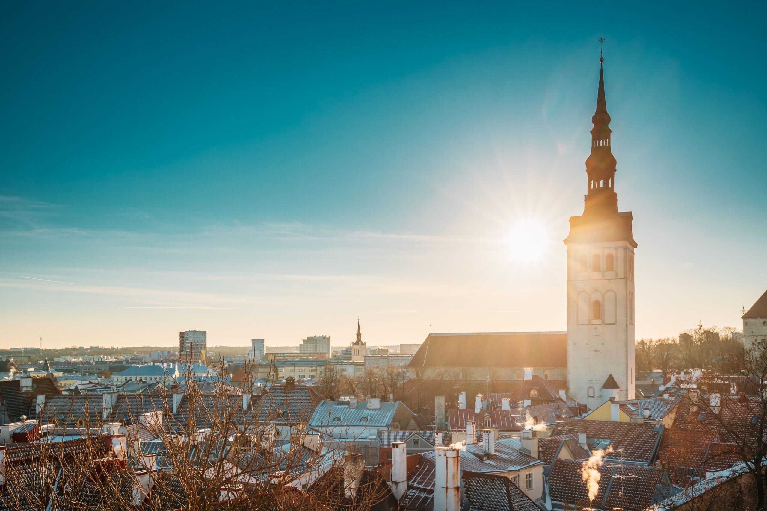 Tallinn, Estonia. Sun Shining Through Church Of St. Nicholas Nig Sightseeing tours in Tallinn with IBG Travel